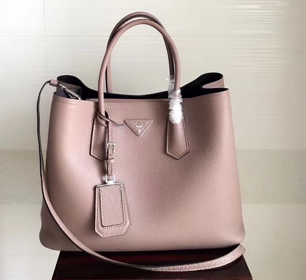 Prada Leather Tote in Pink Grained Calfskin