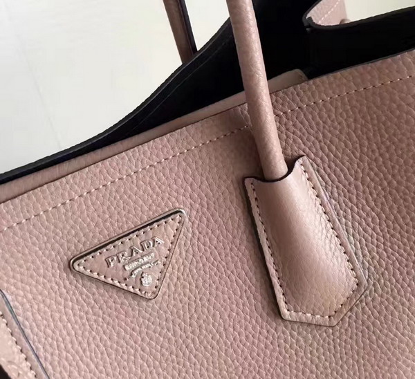 Prada Leather Tote in Pink Grained Calfskin