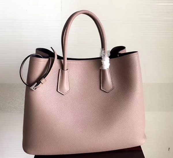 Prada Leather Tote in Pink Grained Calfskin