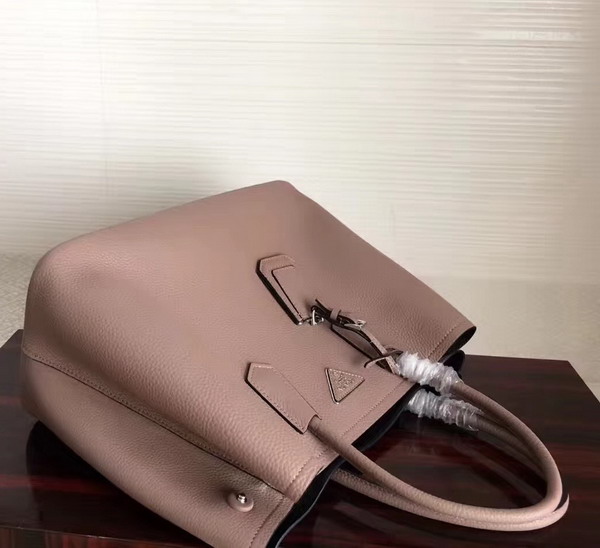 Prada Leather Tote in Pink Grained Calfskin