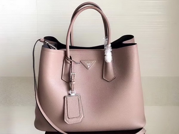 Prada Leather Tote in Pink Grained Calfskin