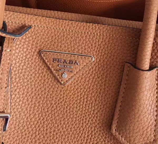 Prada Leather Tote in Tan Grained Calfskin