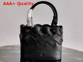 Prada Leather Tress Tote in Black Replica