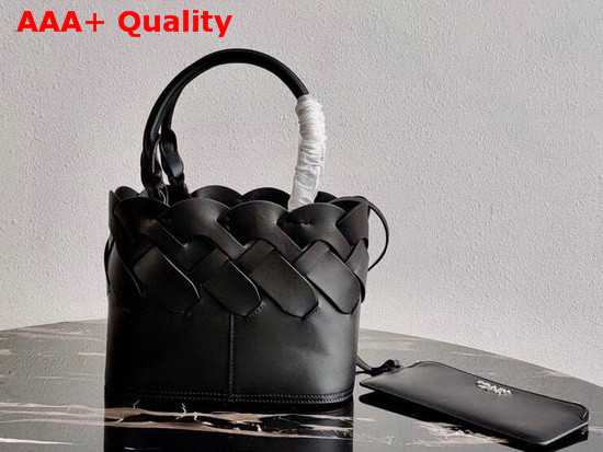 Prada Leather Tress Tote in Black Replica