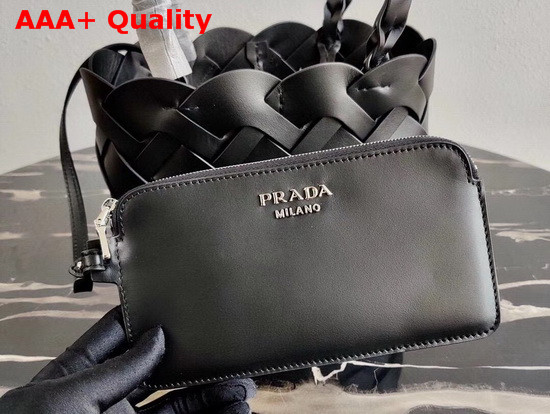 Prada Leather Tress Tote in Black Replica