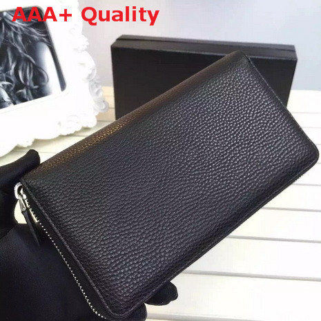 Prada Leather Wallet In Black With Silver Replica