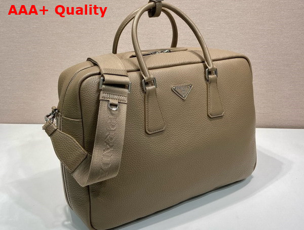 Prada Leather Work Bag in Bamboo Gray 2VE339 Replica