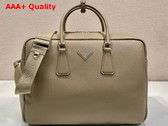 Prada Leather Work Bag in Bamboo Gray 2VE339 Replica