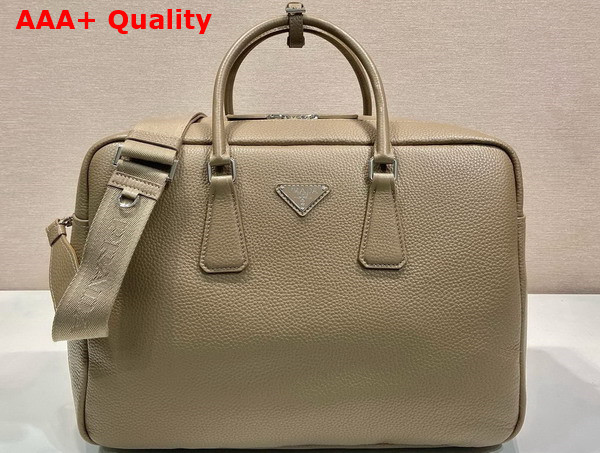 Prada Leather Work Bag in Bamboo Gray 2VE339 Replica