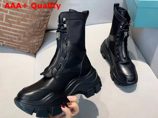 Prada Leather and Nylon Boots in Black Replica