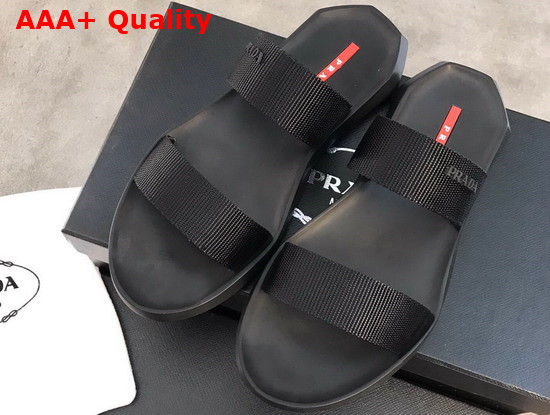 Prada Leather and Nylon Sandals in Black for Men Replica