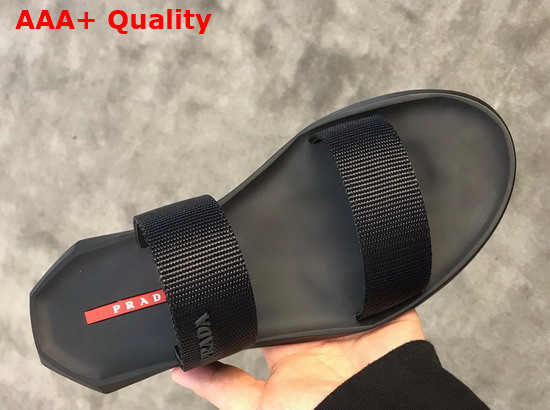 Prada Leather and Nylon Sandals in Black for Men Replica