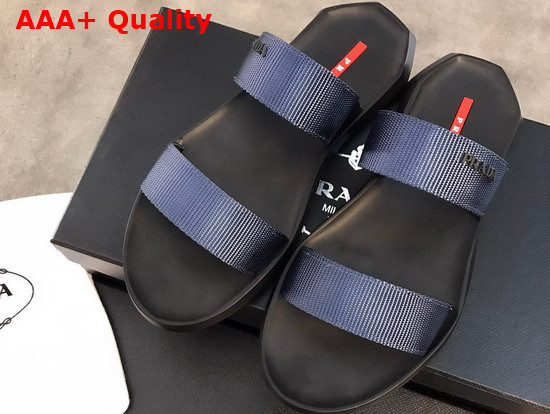 Prada Leather and Nylon Sandals in Blue for Men Replica