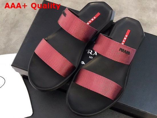 Prada Leather and Nylon Sandals in Bordeaux for Men Replica