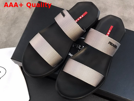 Prada Leather and Nylon Sandals in Gray for Men Replica