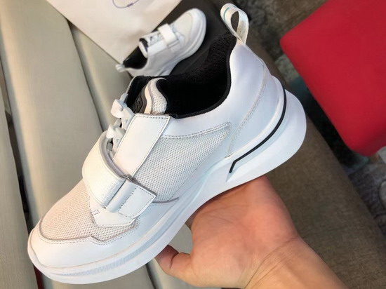 Prada Leather and Technical Fabric Sneakers in White