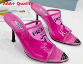 Prada Logo Print Plexiglas High Heel Slides in Pink Replica