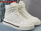 Prada Macro Re Nylon and Brushed Leather High Top Sneakers in White 2TG183 Replica