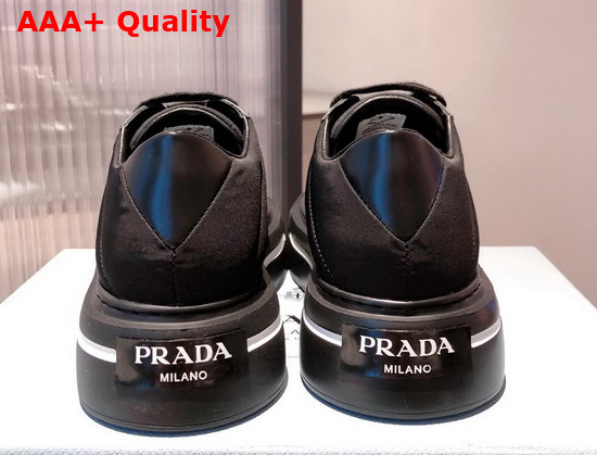 Prada Macro Re Nylon and Brushed Leather Sneakers in Black Replica