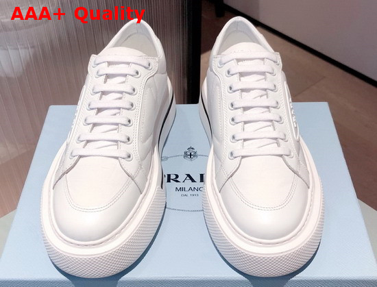 Prada Macro Re Nylon and Brushed Leather Sneakers in White Replica