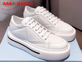 Prada Macro Re Nylon and Brushed Leather Sneakers in White Replica