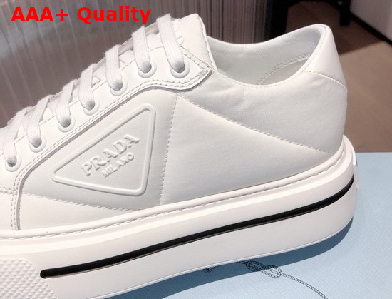 Prada Macro Re Nylon and Brushed Leather Sneakers in White Replica