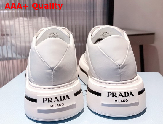 Prada Macro Re Nylon and Brushed Leather Sneakers in White Replica