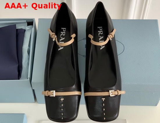 Prada Mary Jane Strap Shoes in Black Leather Replica