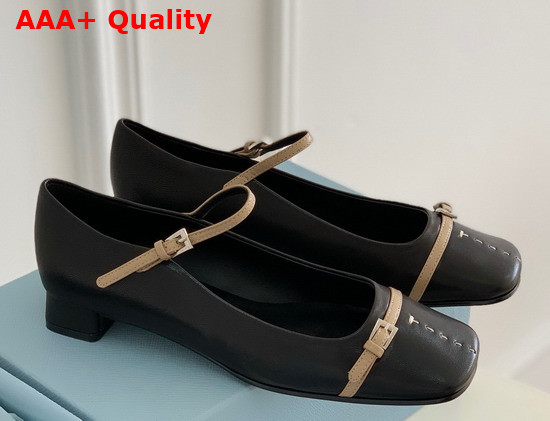 Prada Mary Jane Strap Shoes in Black Leather Replica