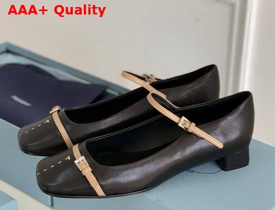 Prada Mary Jane Strap Shoes in Black Leather Replica