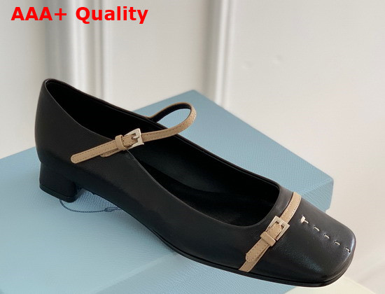 Prada Mary Jane Strap Shoes in Black Leather Replica