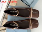 Prada Mary Jane Strap Shoes in Brown Leather Replica