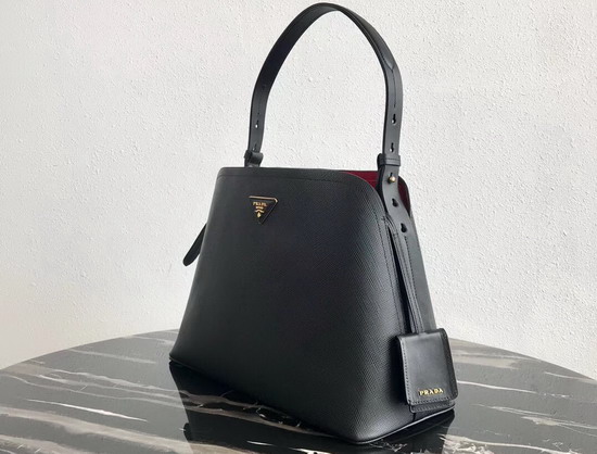 Prada Matinee Handbag in Black Saffiano Leather