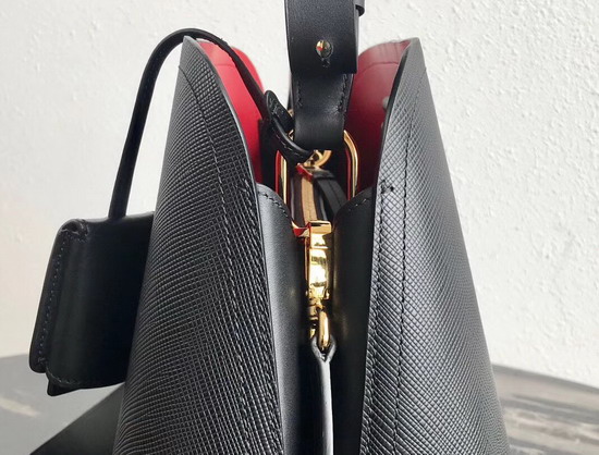 Prada Matinee Handbag in Black Saffiano Leather