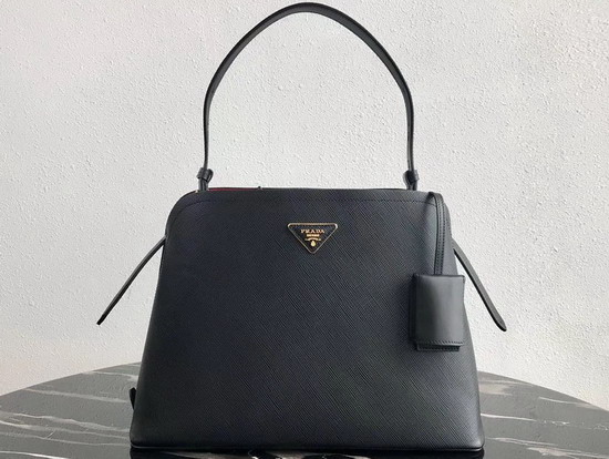 Prada Matinee Handbag in Black Saffiano Leather