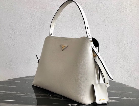 Prada Matinee Handbag in White Saffiano Leather