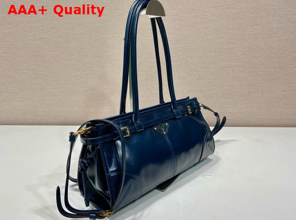 Prada Medium Leather Handbag in Denim Blue 1BA426 Replica