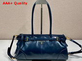 Prada Medium Leather Handbag in Denim Blue 1BA426 Replica