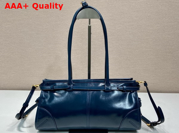 Prada Medium Leather Handbag in Denim Blue 1BA426 Replica