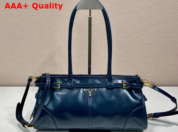 Prada Medium Leather Handbag in Denim Blue 1BA426 Replica