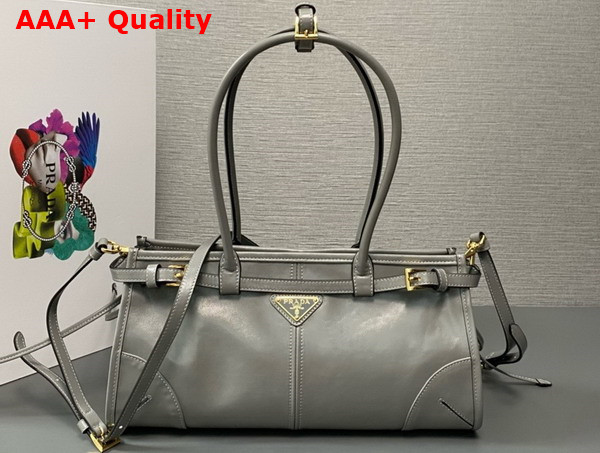 Prada Medium Leather Handbag in Pewter 1BA426 Replica