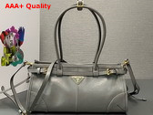 Prada Medium Leather Handbag in Pewter 1BA426 Replica