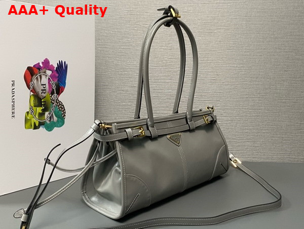 Prada Medium Leather Handbag in Pewter 1BA426 Replica