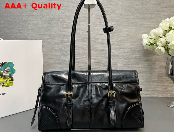 Prada Medium Leather Shoulder Bag in Black 1BD376 Replica