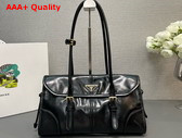 Prada Medium Leather Shoulder Bag in Black 1BD376 Replica