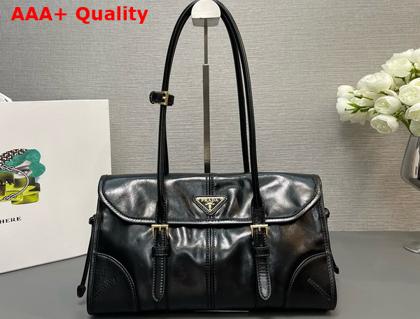 Prada Medium Leather Shoulder Bag in Black 1BD376 Replica