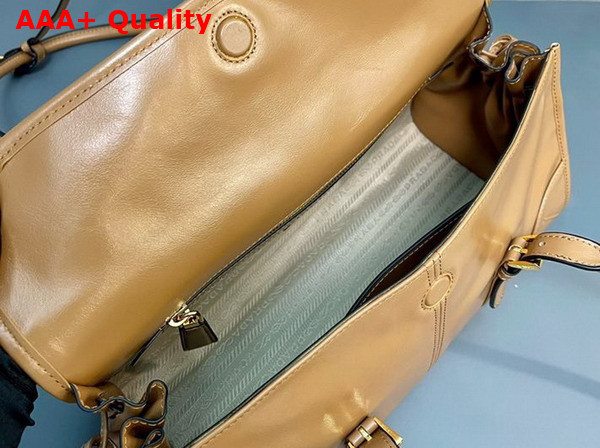 Prada Medium Leather Shoulder Bag in Caramel 1BD376 Replica