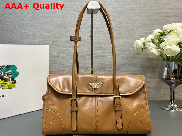 Prada Medium Leather Shoulder Bag in Caramel 1BD376 Replica