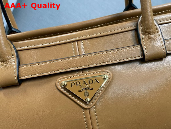 Prada Medium Leather Top Handle Bag in Cameo 1BA426 Replica