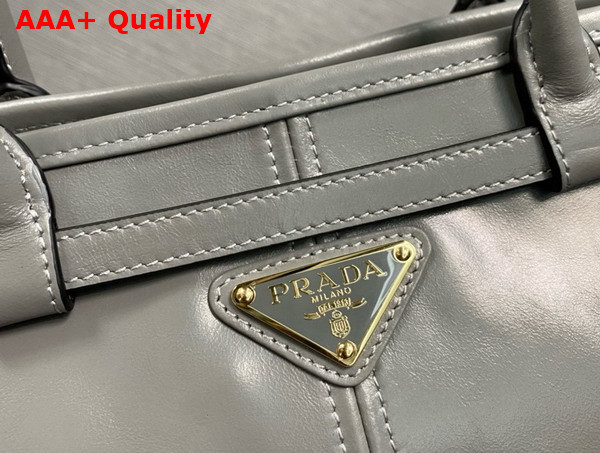 Prada Medium Leather Top Handle Bag in Pewter 1BA426 Replica